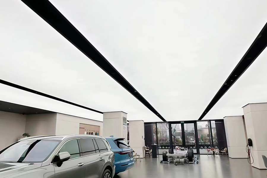 السقف المصنوع من الألياف الزجاجية المطلية بالسيليكون المقاوم للحريق